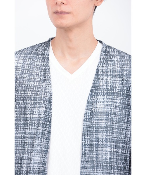 TORNADO MART tシャツ モザイクチェックノーカラーカーデ メンズ - 画像 (7)