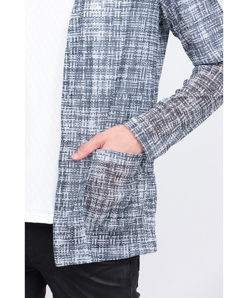 TORNADO MART tシャツ モザイクチェックノーカラーカーデ メンズ - 画像 (8)