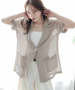 La-gemme コート アウター メッシュシアージャケット レディース