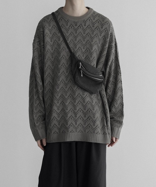 remer 「remer」 長袖ニット LARGE グレイッシュベージュ メンズ