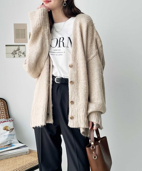 GeeRA 「GeeRA」 ニットカーディガン X-LARGE ベージュ レディース - 画像 (9)