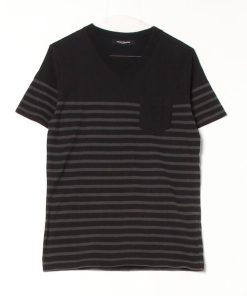 NANO universe 「NANO universe」 ボーダー柄半袖Tシャツ S ブラック メンズ