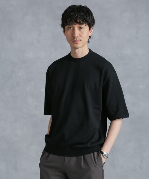 NANO universe 「NANO universe」 半袖ニット L ブラック メンズ