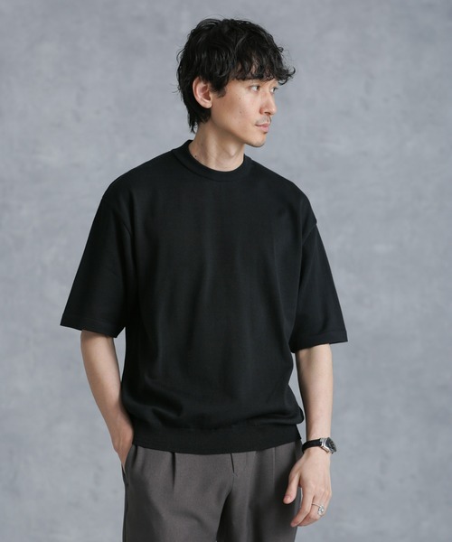 NANO universe 「NANO universe」 半袖ニット L ブラック メンズ - 画像 (4)