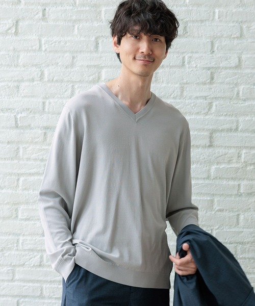 GLOBAL WORK 「GLOBAL WORK」 Vネックニット MEDIUM グレー メンズ