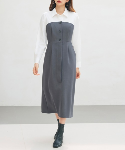 SAISON DE PAPILLON ワンピース ドッキングビスチェワンピース - 画像 (2)