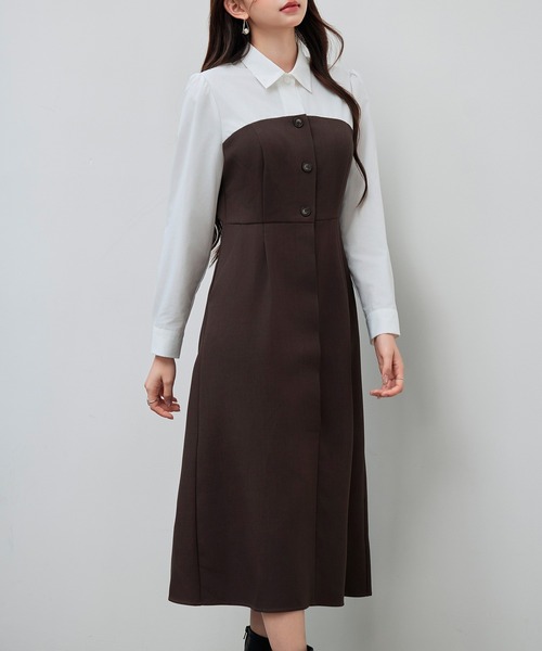 SAISON DE PAPILLON ワンピース ドッキングビスチェワンピース - 画像 (5)