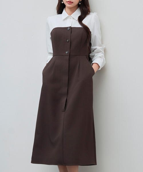 SAISON DE PAPILLON ワンピース ドッキングビスチェワンピース - 画像 (8)