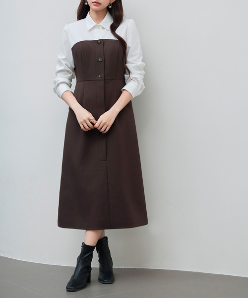 SAISON DE PAPILLON ワンピース ドッキングビスチェワンピース - 画像 (9)