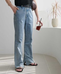 Discoat 「DISCOAT」 加工ブーツカットデニムパンツ MEDIUM サックスブルー レディース