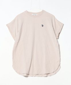 U.S. POLO ASSN. 「U.S. ASSN.」 ワンポイント半袖カットソー M ベージュ レディース