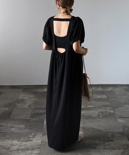 Bonjour Sagan 「Bonjour Sagan」 半袖ワンピース FREE ブラック レディース