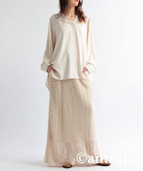 antiqua 「antiqua」 「patterntorso」長袖ブラウス P ブルー レディース - 画像 (2)