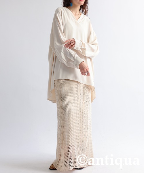 antiqua 「antiqua」 「patterntorso」長袖ブラウス P ブルー レディース - 画像 (3)