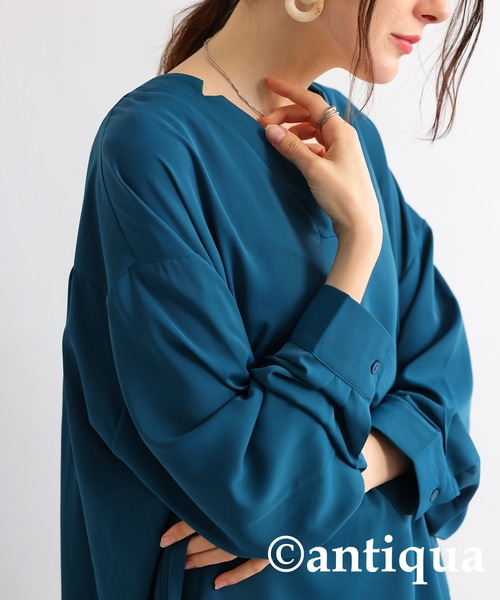 antiqua 「antiqua」 「patterntorso」長袖ブラウス P ブルー レディース - 画像 (8)