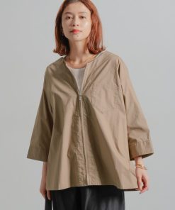 studio CLIP ブルゾン アウター ノーカラーシャツブルゾン レディース