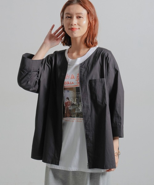 studio CLIP ブルゾン アウター ノーカラーシャツブルゾン レディース - 画像 (2)