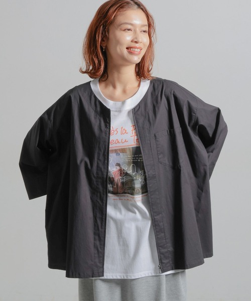 studio CLIP ブルゾン アウター ノーカラーシャツブルゾン レディース - 画像 (6)