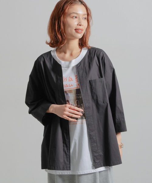 studio CLIP ブルゾン アウター ノーカラーシャツブルゾン レディース - 画像 (7)