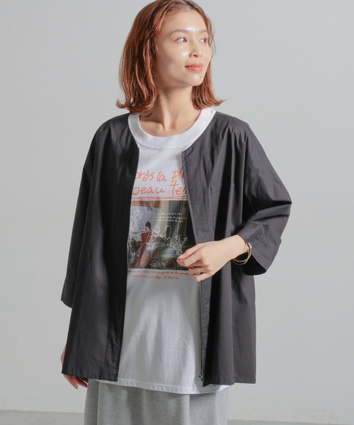 studio CLIP ブルゾン アウター ノーカラーシャツブルゾン レディース - 画像 (8)