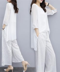 セットアップ パンツスーツ レディース 7分袖 ブラウス ワイドパンツ 夏 春 着痩せ 体型カバー フォーマル お呼ばれ 通勤