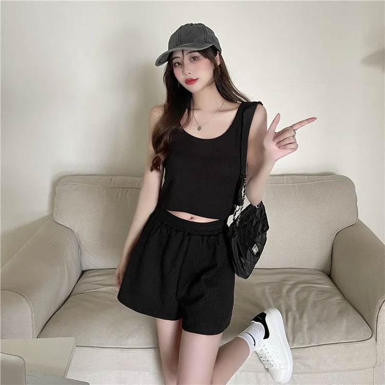 レディース フィット 部屋着 下着 カジュアル ショートパンツ 運動着 ノースリーブ タンクトップ 袖なし セットアップ ルームウェア 春夏 パジャマ - 画像 (4)