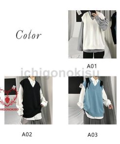 ニット メンズ 袖なし  Vネック アウター ス スクール 男子 学生 ゆったり カジュアル オシャレ 通勤 通学 秋 冬