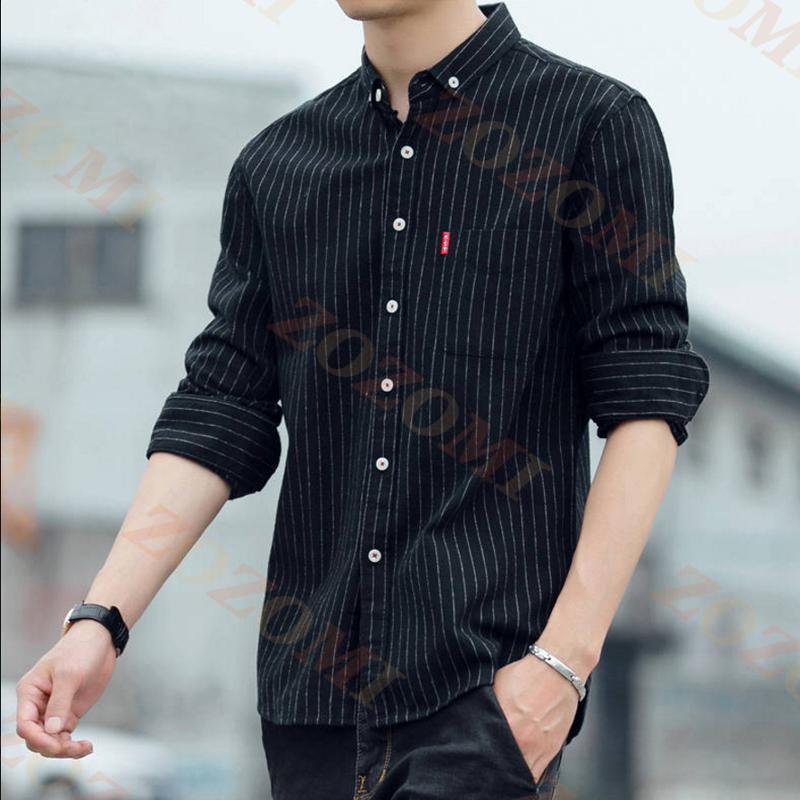 カジュアルシャツ メンズ ストライプ柄 ボタンダウンシャツ ス 長袖 シャツ 細身 ファッション 20代 30代 春物