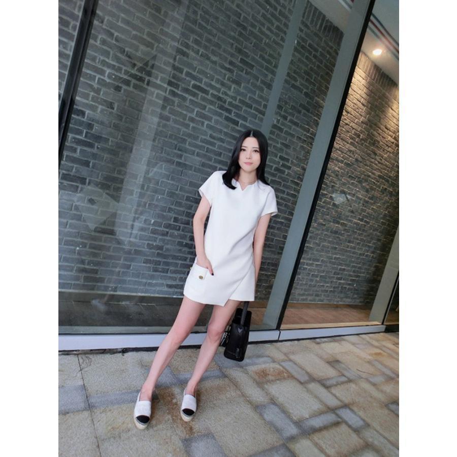 セットアップ レディース 40代 夏 きれいめ 半袖 上下セット 無地 シフォン 大きいサイズ 通勤 OL 韓国風 オシャレ ゆったり 2色 - 画像 (6)