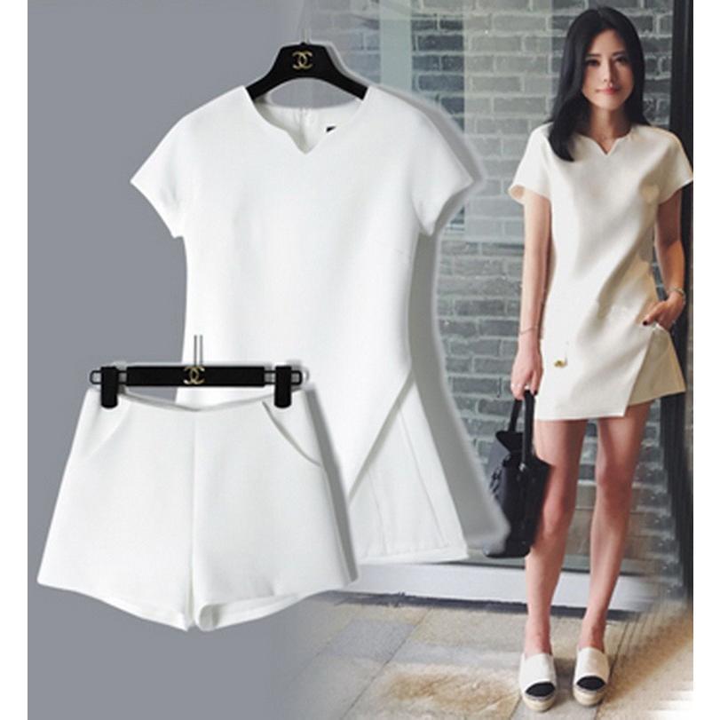 セットアップ レディース 40代 夏 きれいめ 半袖 上下セット 無地 シフォン 大きいサイズ 通勤 OL 韓国風 オシャレ ゆったり 2色 - 画像 (9)