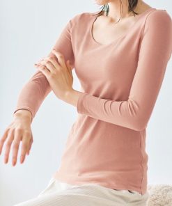 ベルメゾン インナー レディース あったかインナー 長袖 クルーネック 肌着 綿混 ホットコット 吸湿 発熱 保温 暖かい 長め丈 冷え対策 綿95% S M L LL 3L