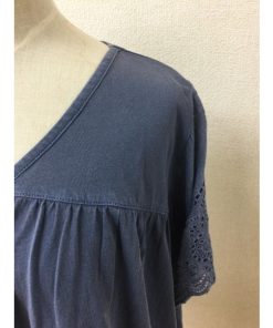 AIC AIC モスブルーカットソー 袖カットワーク透かし サイズM
