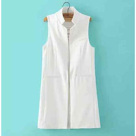 レディース ジレ ベスト ロングベスト ボレロ カーデ ロック ブラックベスト おしゃれ 大人きれいめ 大人上品 マニッシュ ボーイズライク ブラック ホワイト ネ - 画像 (2)