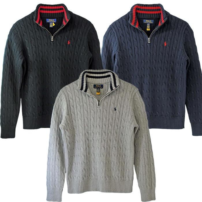 POLO RALPH LAUREN Ralph Lauren ラルフローレン ボーイズ ケーブル編み コットン ハーフジップセーター #323868894