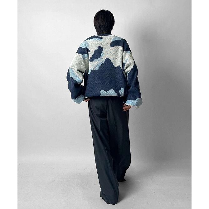 Confirm コンファーム バルーンスリーブ 多色迷彩柄 煙柄ジャガード ビッグシルエットプルオーバーニット ユニセックス おしゃれ かっこいい ブランド - 画像 (9)