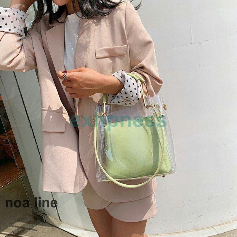 2wayクリアバッグ 透明 ショルダーバッグ レディース 実用的 斜めがけ バッグ プレゼント ハンドバッグ 誕生日 通勤バッグ 軽い 小さめ 軽量 大人 上品 - 画像 (4)