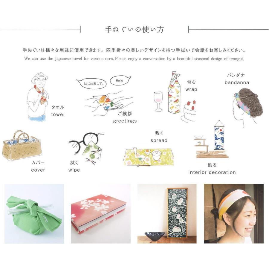 濱文様 絵手ぬぐい めでた午飾り 干支 お正月 冬 縁起 手拭い メール便対応 - 画像 (4)