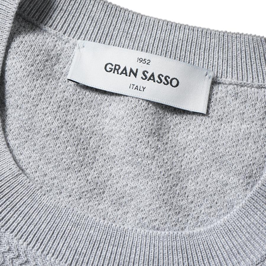 Gran Sasso GRANSASSO グランサッソ フレッシュコットン ジャガード ニット クルーネック ロングスリーブ 57101/20683 L.GRAY - 画像 (3)