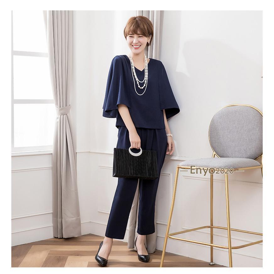 ママスーツ パンツ 母 ママ 入学 入園 パンツスーツ レディース 大きいサイズ セットアップ パーティー 結婚式 ドレス ジャケット 2点セット - 画像 (4)