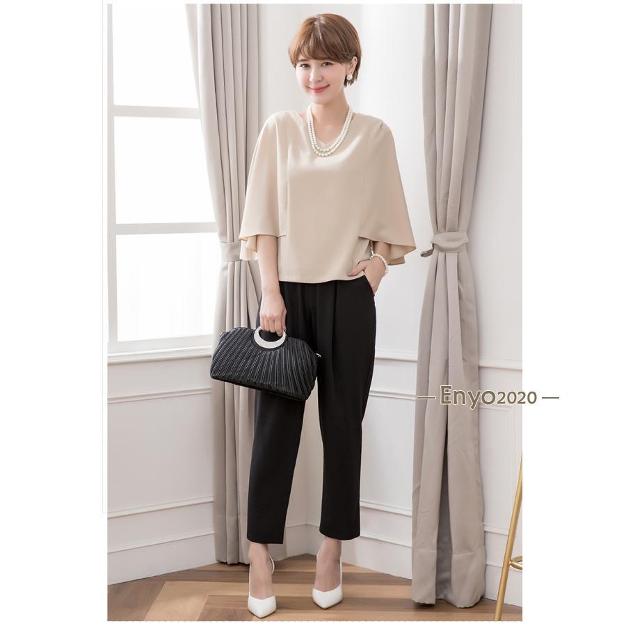 ママスーツ パンツ 母 ママ 入学 入園 パンツスーツ レディース 大きいサイズ セットアップ パーティー 結婚式 ドレス ジャケット 2点セット - 画像 (6)