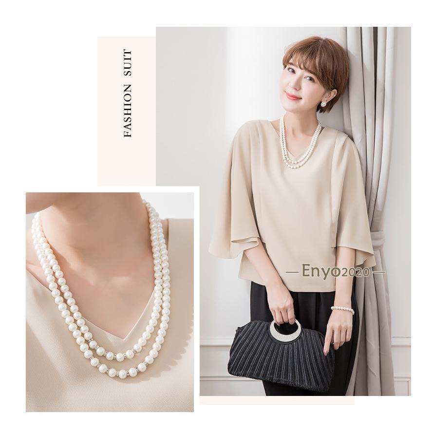 ママスーツ パンツ 母 ママ 入学 入園 パンツスーツ レディース 大きいサイズ セットアップ パーティー 結婚式 ドレス ジャケット 2点セット - 画像 (7)