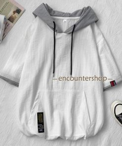 半袖パーカー メンズ パーカー フード付き 韓国風 おしゃれ ポケット 夏 夏パーカー プルオーバー スポーツ 五分袖 薄手 涼しい ひんやり