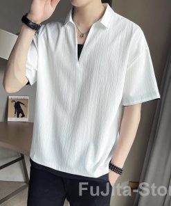 シャツ メンズ 半袖 接触冷感 重ね着 Vネック ゴルフウエア スポーツ 運動着 吸汗速乾 暑さ対策 薄手 無地 夏 父の日 ゆったり 40代