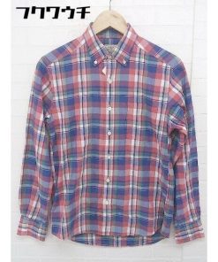 ◇ ◎ green label relaxing UNITED ARROWS チェック BD ボタンダウン 長袖 シャツ サイズS レッド ブルー マルチ メンズ