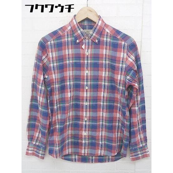 ◇ ◎ green label relaxing UNITED ARROWS チェック BD ボタンダウン 長袖 シャツ サイズS レッド ブルー マルチ メンズ