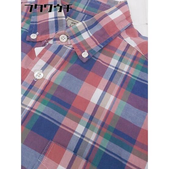 ◇ ◎ green label relaxing UNITED ARROWS チェック BD ボタンダウン 長袖 シャツ サイズS レッド ブルー マルチ メンズ - 画像 (4)