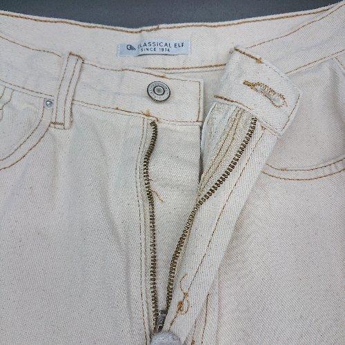 ◇ classicalelf デニム生地 フロントファスナー カジュアル ストレートパンツ サイズM ベージュ レディース E - 画像 (3)