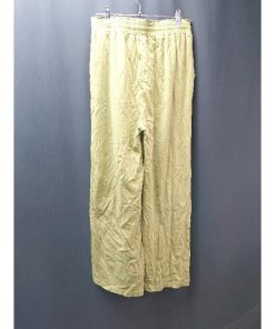 ◇ classicalelf ワンタック ウエストゴム 裏地 腰紐調節 ストレッチ シンプル パンツ サイズL グリーン レディース E