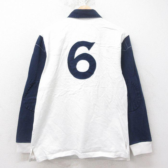 POLO RALPH LAUREN M/古着 ラルフローレン 長袖 ブランド ラガー シャツ メンズ 90s ワンポイントロゴ 6 ヒジ当て コットン 白他 ホワイト 25aug26 中古 トッ