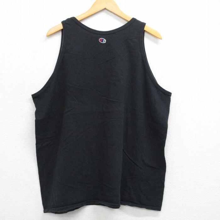 Champion XL/古着 チャンピオン champion タンクトップ メンズ ワンポイントロゴ 大きいサイズ クルーネック 黒 ブラック 25jul25 中古